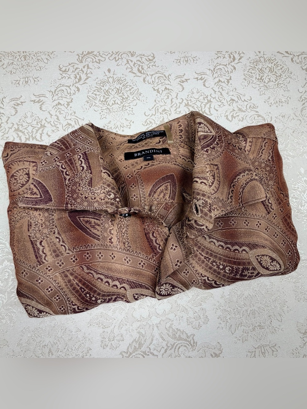Brandini Brown Paisley Button-Front Shirt, XL, Style, Comfort